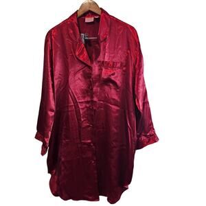 Vintage Cassini Shirt Dress Women 14/16 Red 90s Button Glam Rock Punk Whimsygoth